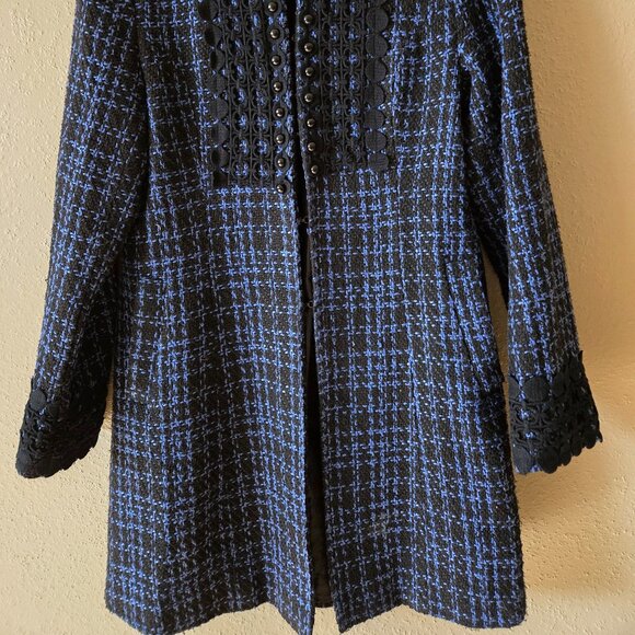 Chic Military Style Blue and Black Coat - Picture 6 of 6